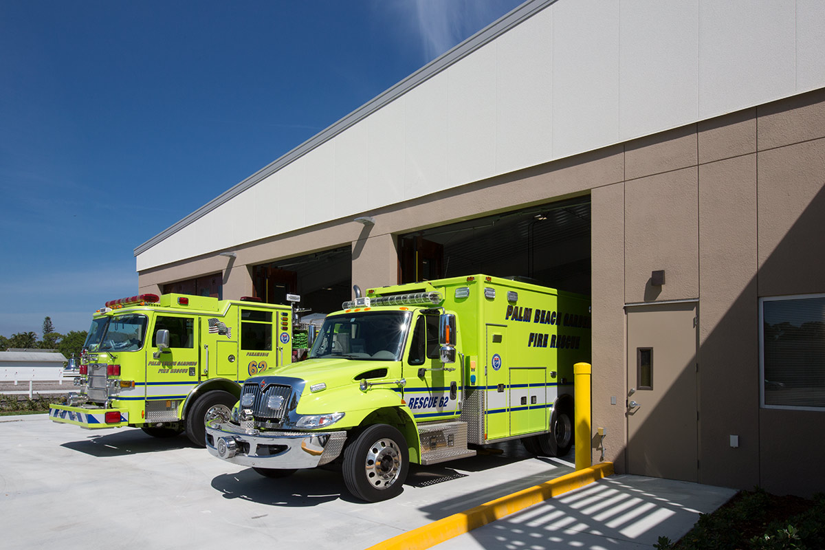 Palm Beach Gardens fire and rescue vehicles.